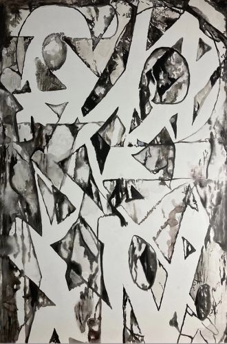 Black And White Painting Adorned With Intricate Letters